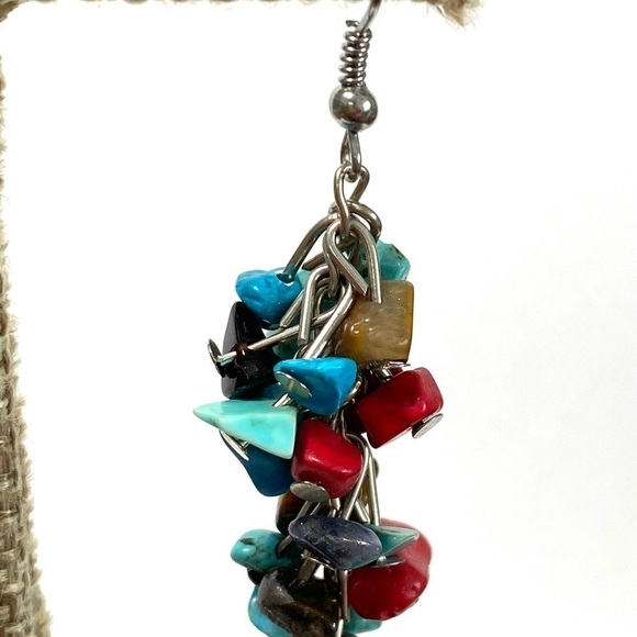 Earrings Stone Chips Dangles Drops - Picture 10 of 10